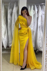 Yellow Evening Dresses Long Glitter | Prom Evening Dresses